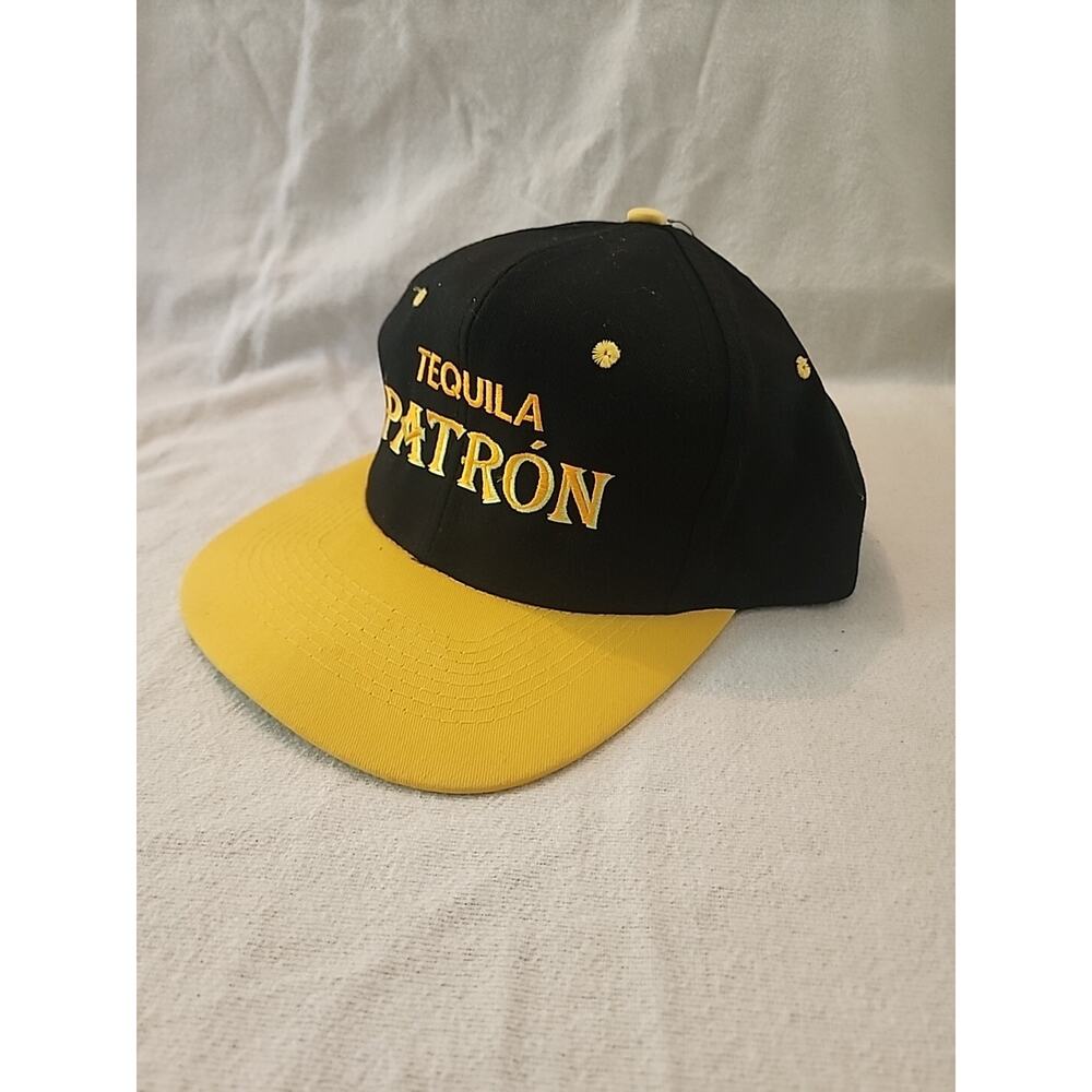 KC Patron Tequila 100% Agave Black Yellow Snapback Baseball Hat Cap One Size - Picture 5 of 5
